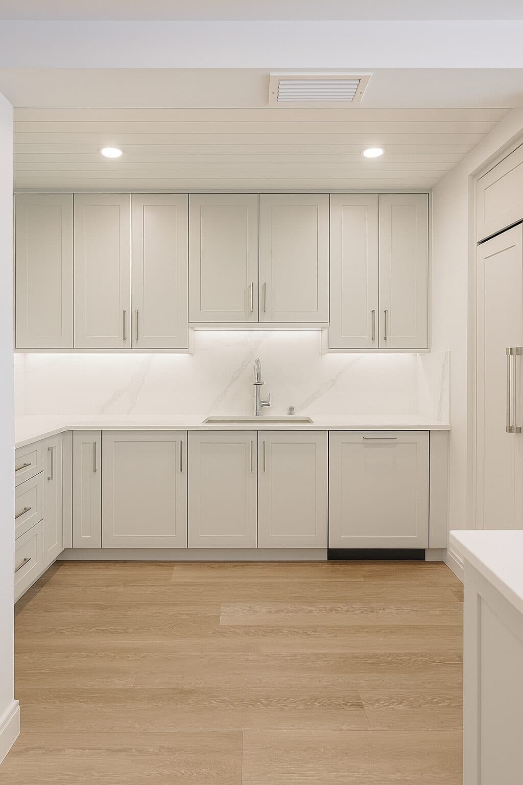 Finished home in Geller, Naples. Custom kitchen and bath cabinetry, Gulf-front.