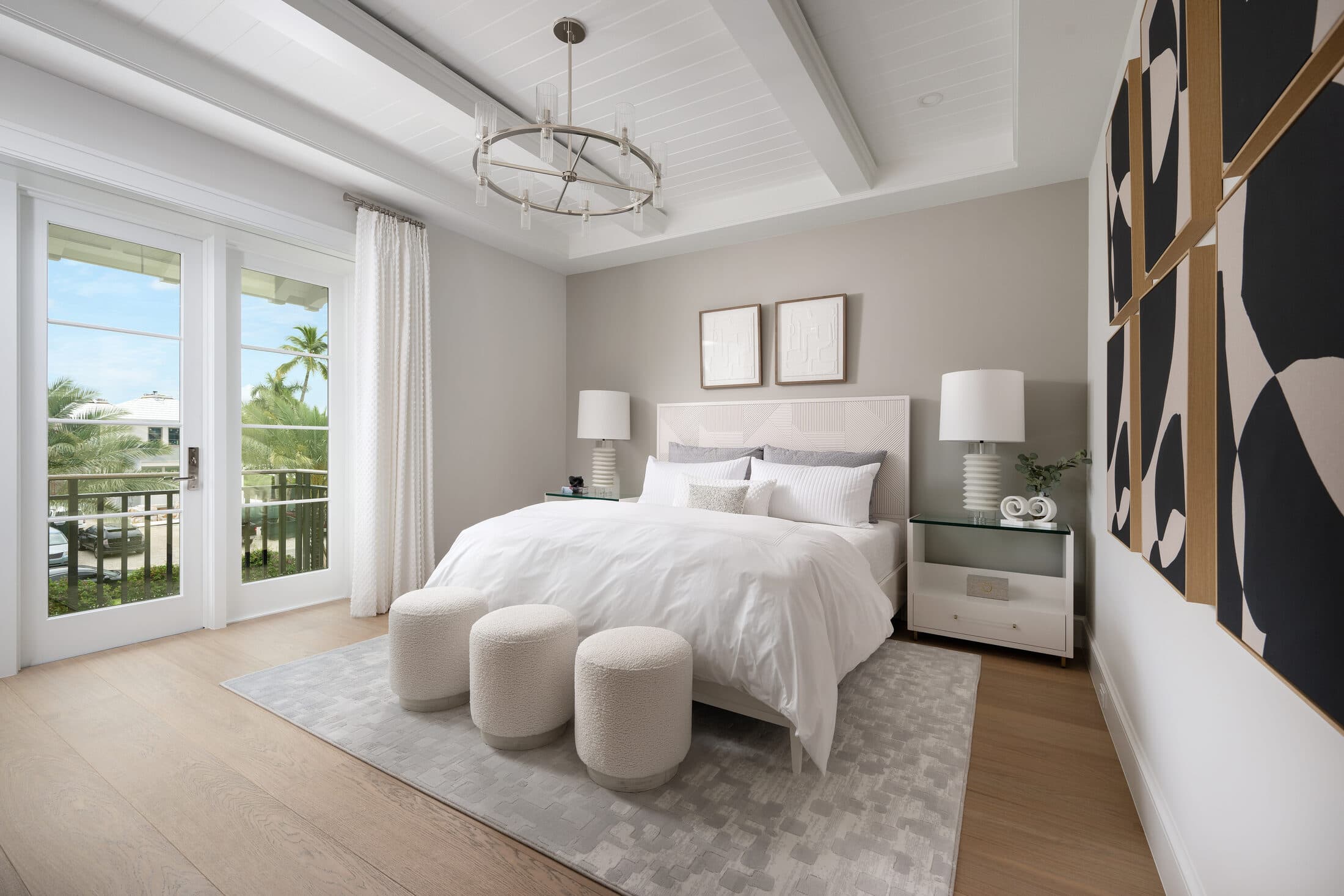 Bedroom with French doors to the balcony