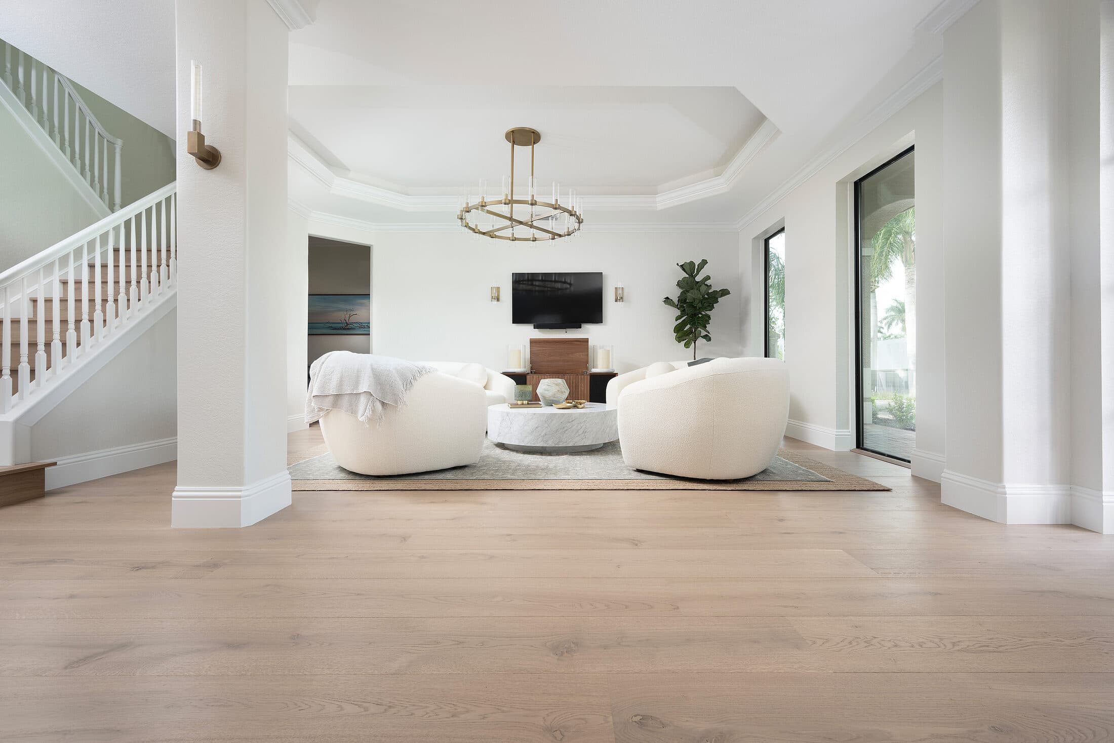 Finished home in North Naples, Naples. Family hardwood, built to wear in.