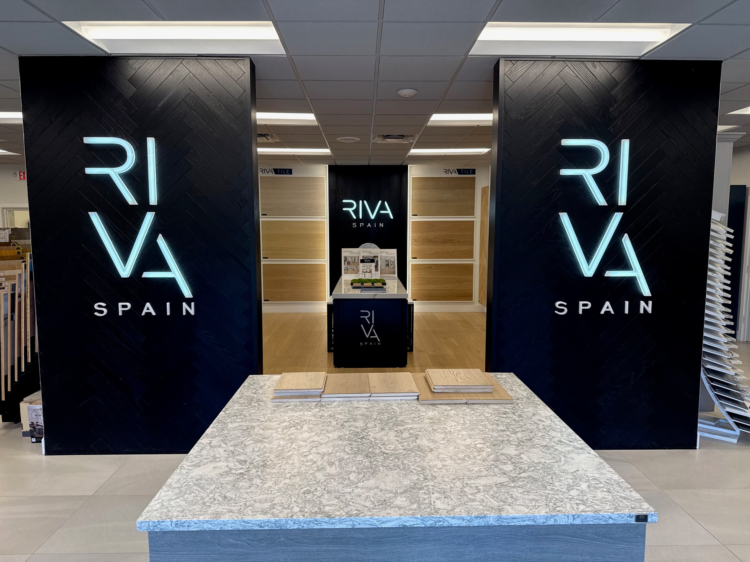 RIVA display at the ProFloors showroom on Trade Center Way in Naples