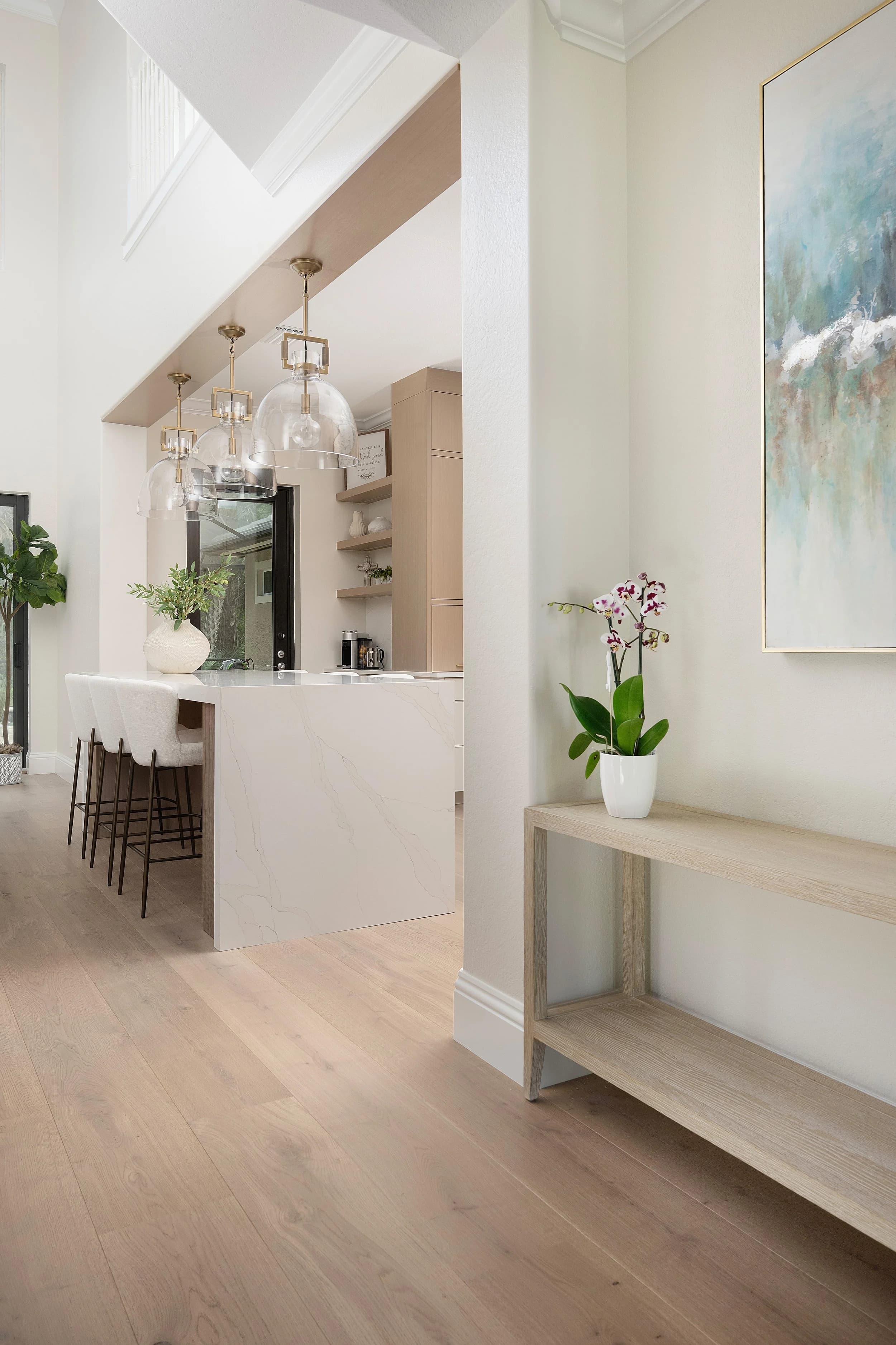 A semi-custom Naples kitchen scribed and fit in place by the ProFloorz crew