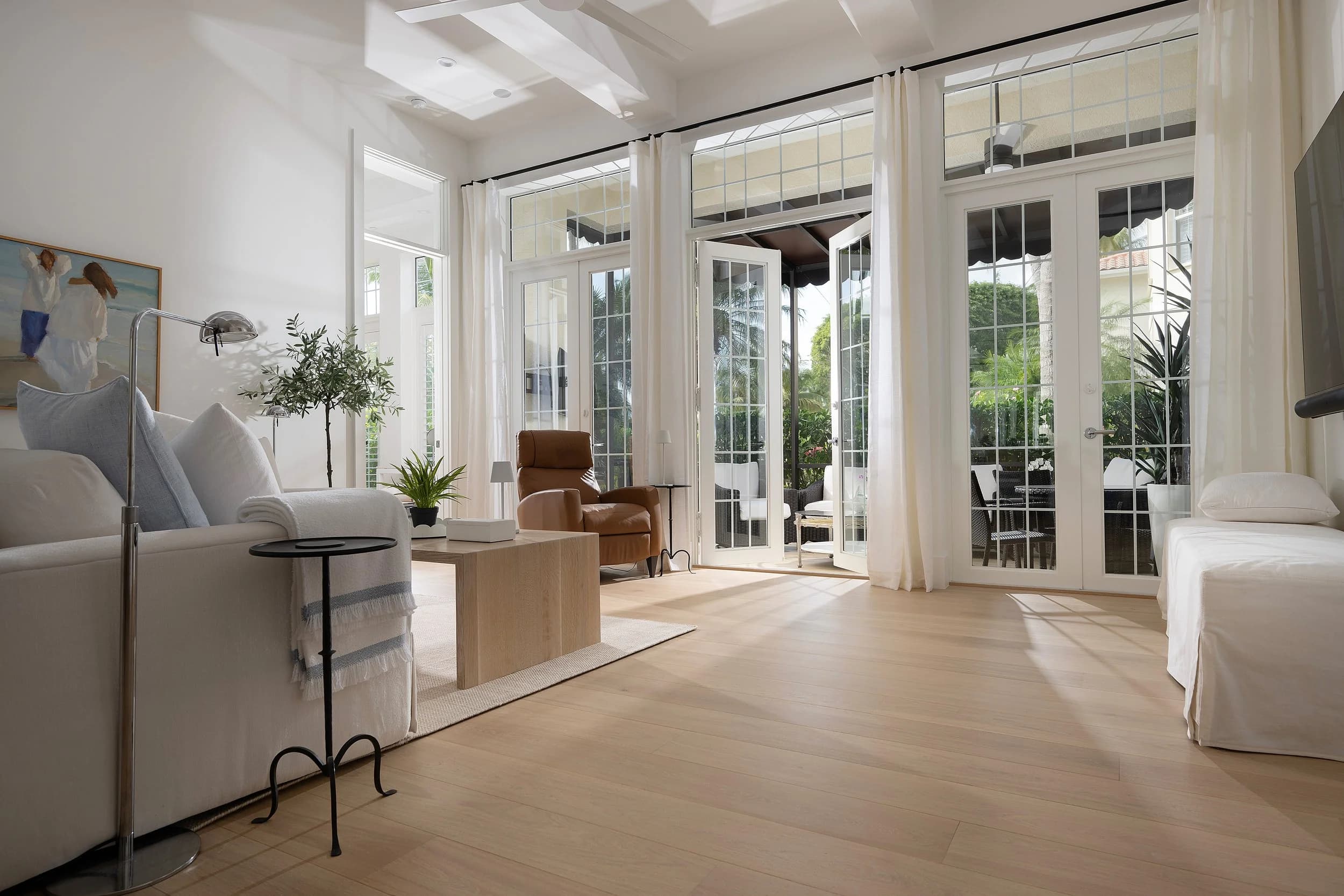 Luxury Naples home interior with wide-plank European white oak flooring