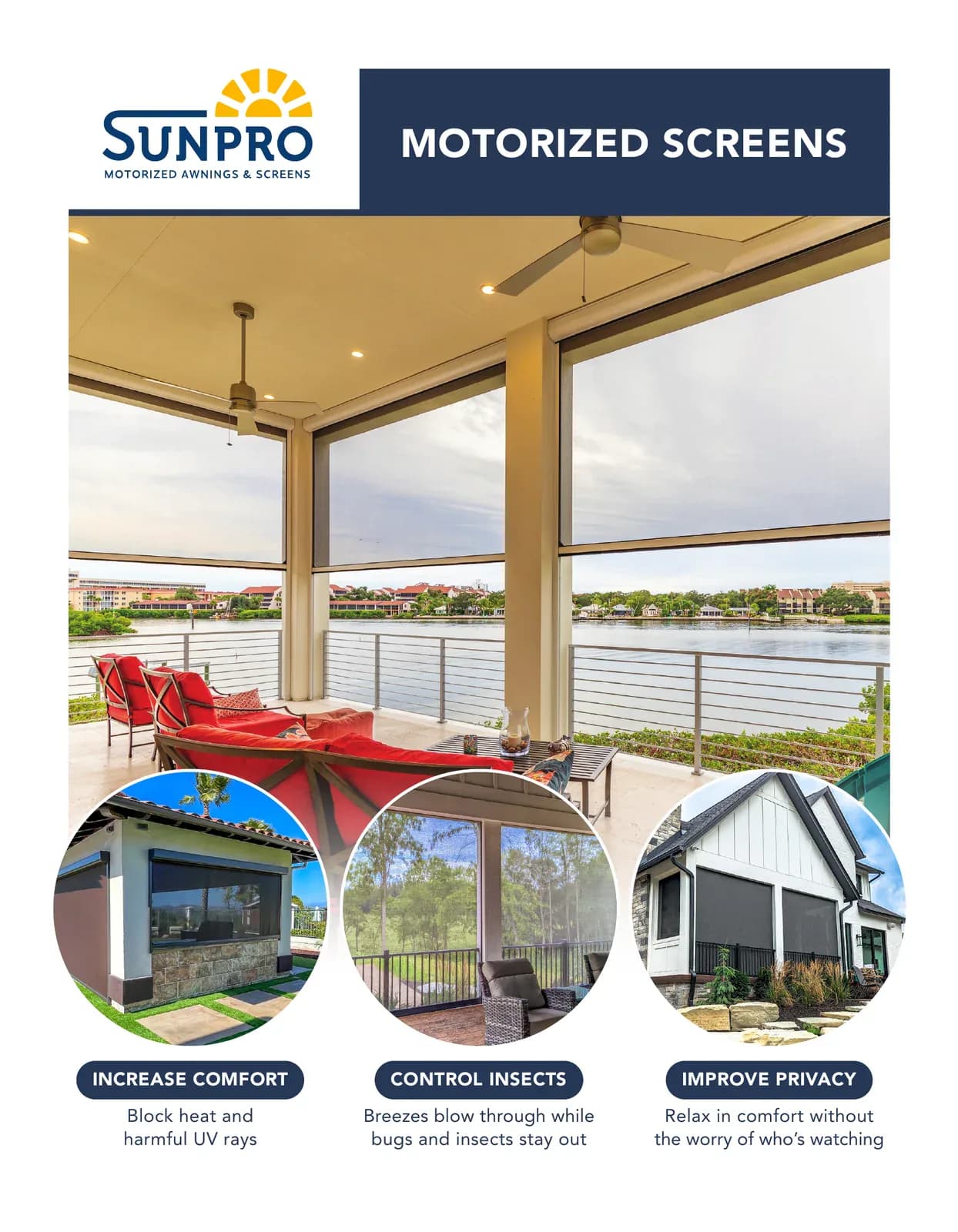 SunPro motorized screens brochure cover